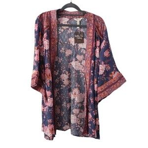 Matilda Jane Olivia Open Front Shrug Womens XS / Small Blue Floral Bell Sleeve